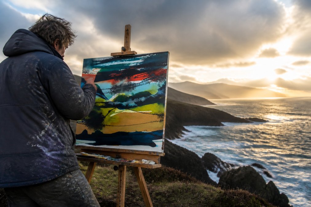 Professional illustration showing A Highland, Scottish for scottish coastal landscape paintings