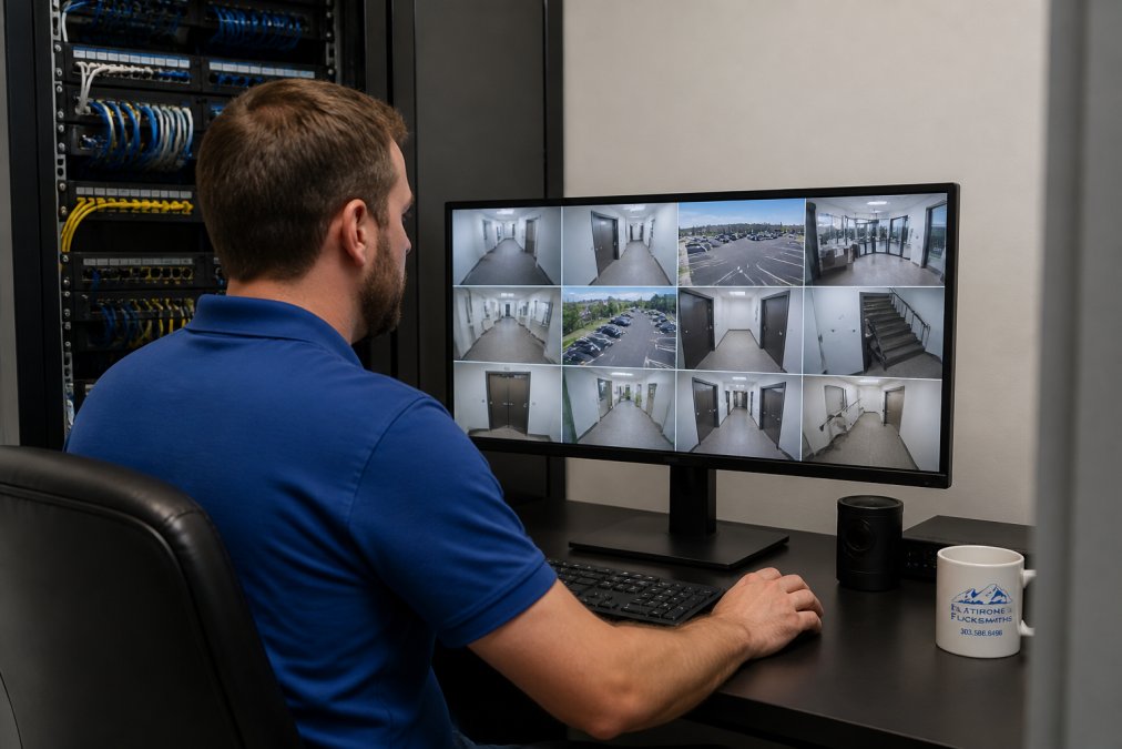 Security features diagram for management and technician and collared concepts for video surveillance