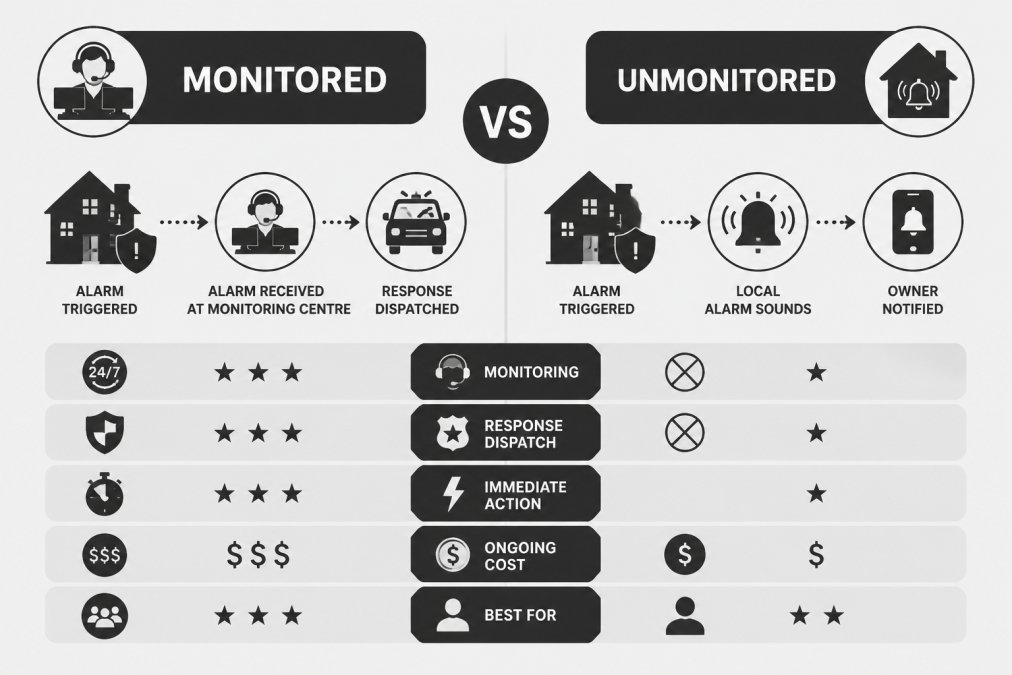 Monitored vs Unmonitored Security Alarms: Key Differences