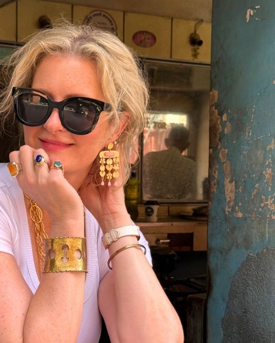 Jaipur Barber Shop: SDG Charm Theory Earrings in Pink Opal