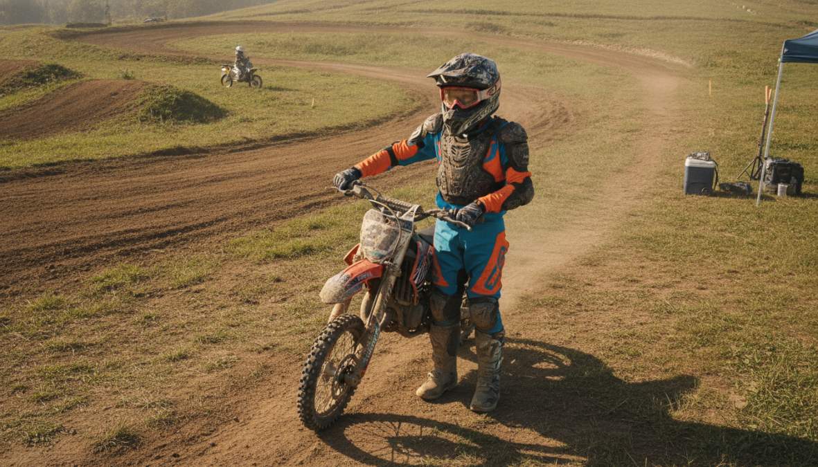 Professional illustration showing Young for motocross for beginners guide