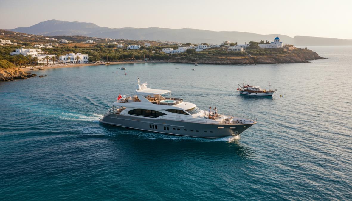 Professional illustration showing Mediterranean for motor yacht for charter
