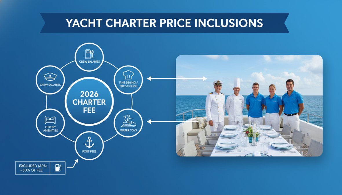 Educational diagram explaining motor yacht for charter