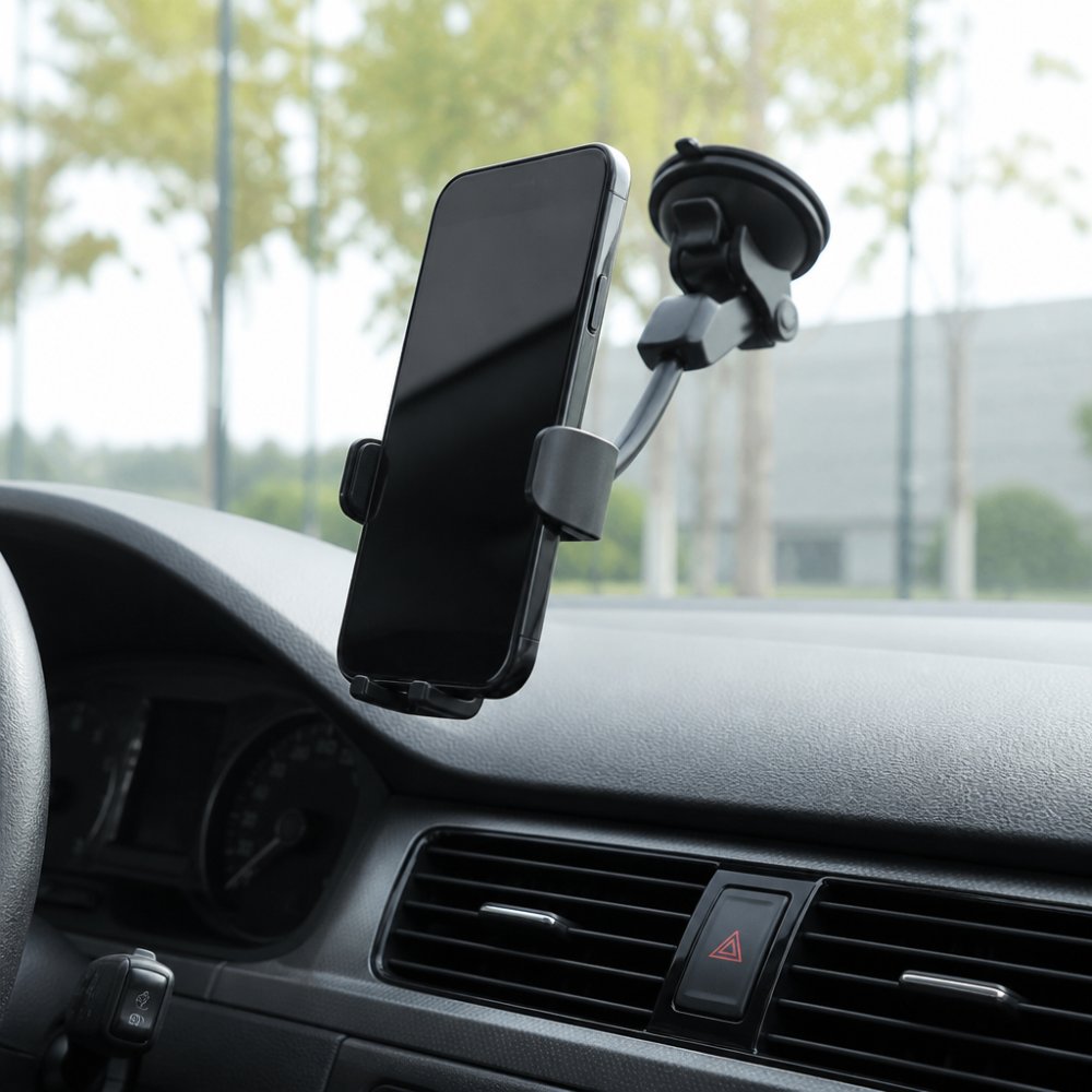 Professional illustration showing mount phone in car without blocking air vents