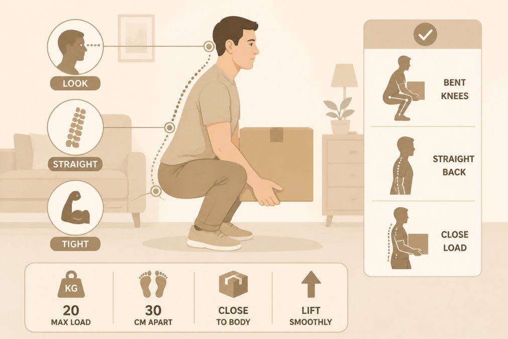 Professional illustration showing move heavy furniture alone