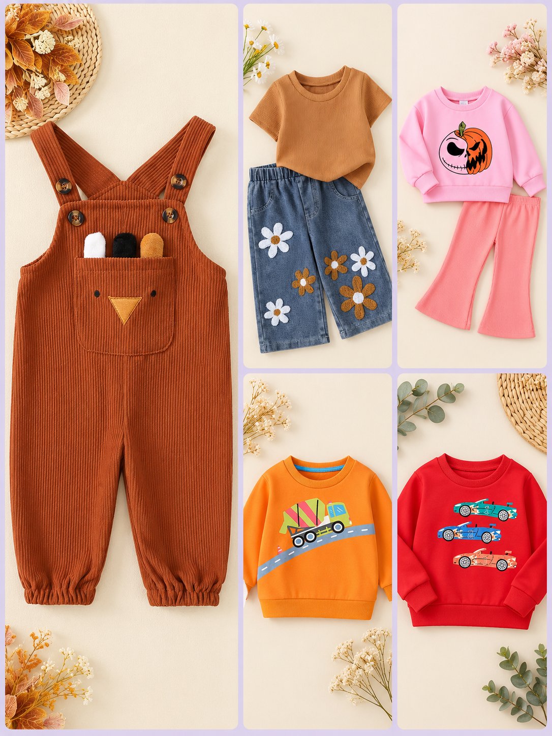 Collage showing some Fall kids outfits