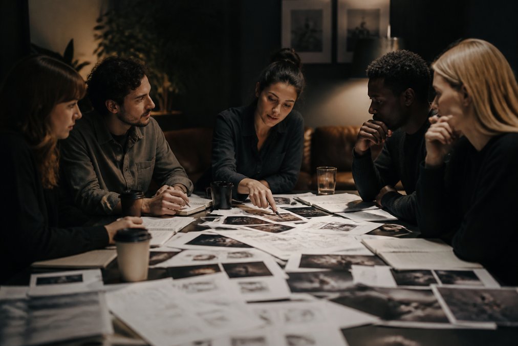 Professional illustration showing narrative elevation for creative teams