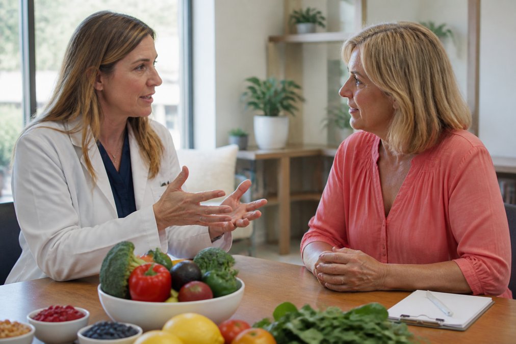 Professional demonstrating natural alternatives to pain medication for systemic inflammation technique in modern clinical setting with natural lighting