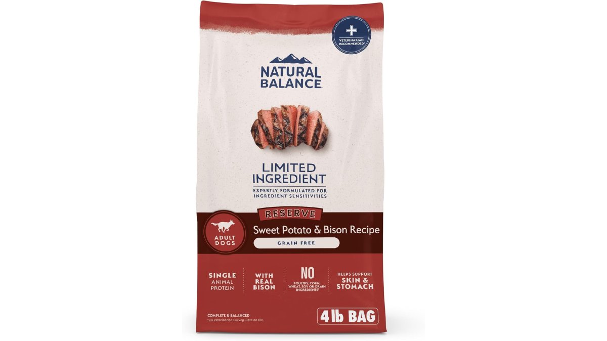 Natural Balance Limited Ingredient Diet Sweet Potato & BISON Recipe - Grain-Free Dry Dog Food for All Life Stages, 4 lb