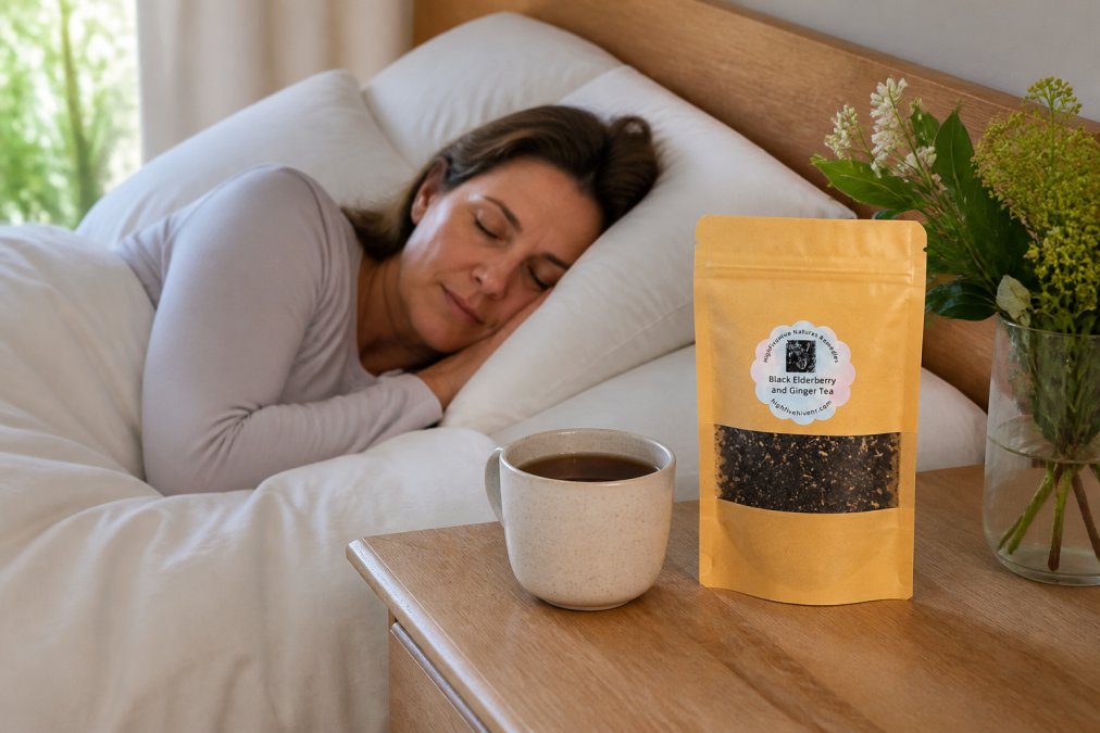 Adult woman sleeping peacefully in bed with soft natural light coming through window, conveying rest and recovery