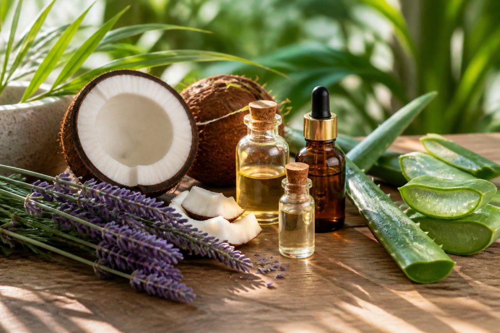 Professional illustration showing Close for natural shampoo organic