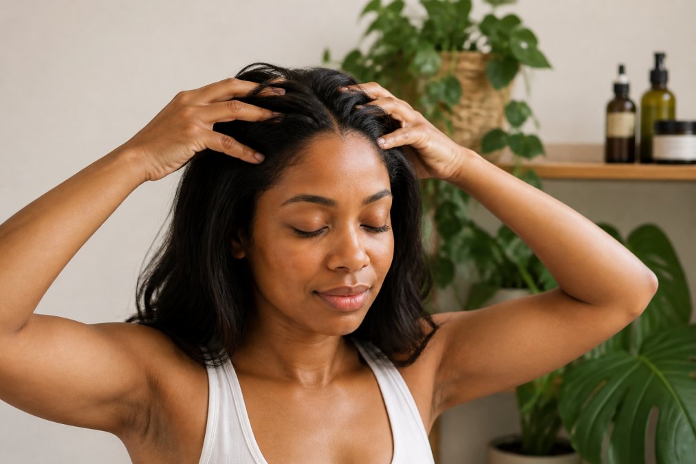 Illustration showing the benefits of Woman for natural solutions hair thinning