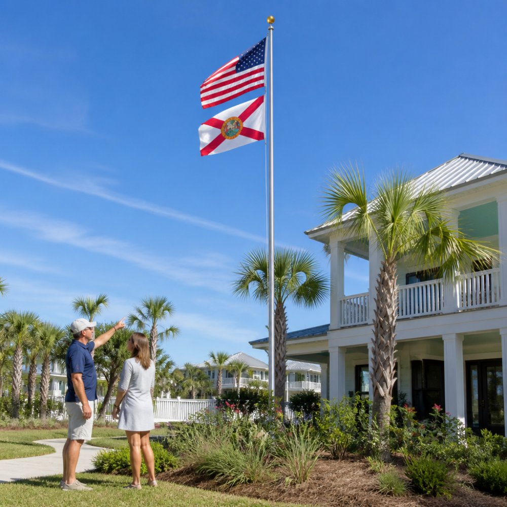Nautical Telescoping Flagpole Displayed on the Emerald Coast