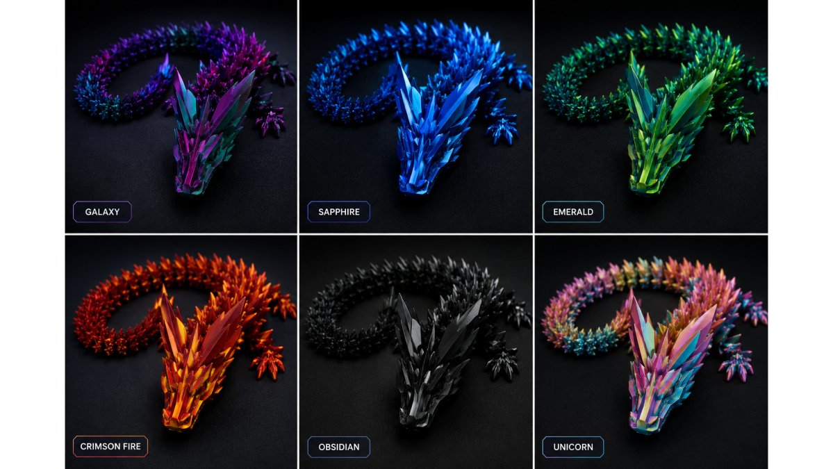 Nebula Crystal Dragon – 18-Inch Articulated 3D Printed Collectible