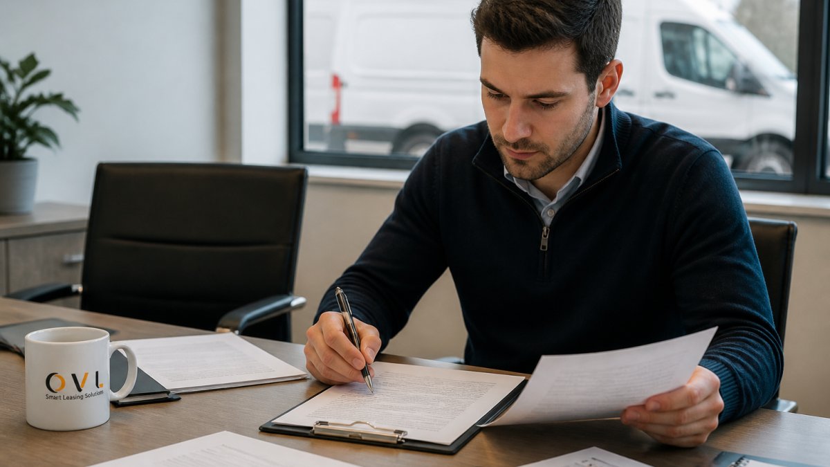 Infographic outlining negotiable commercial van lease terms for startup owners reviewing business contracts.
