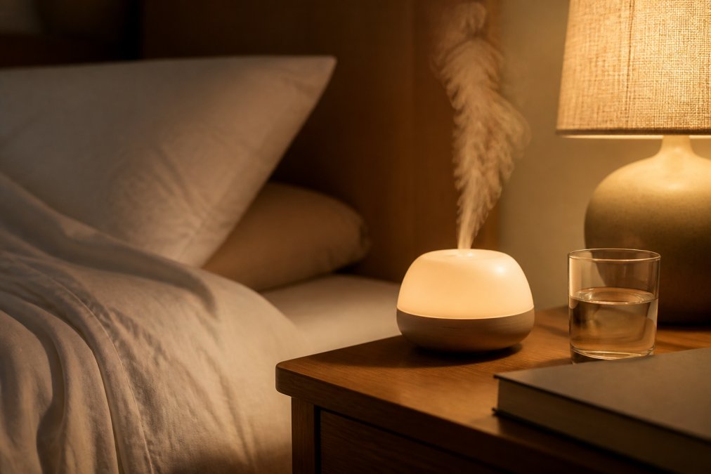 Comparison chart showing neom vs elemental diffuser performance for sleep quality and mist output.