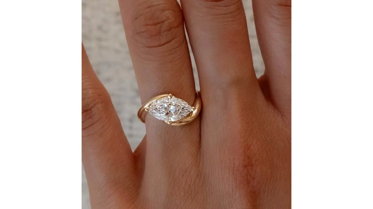 Newest Marquise Cut Moissanite Engagement Ring 925 Silver Bypass Solitaire Diamond Wedding Ring for Women