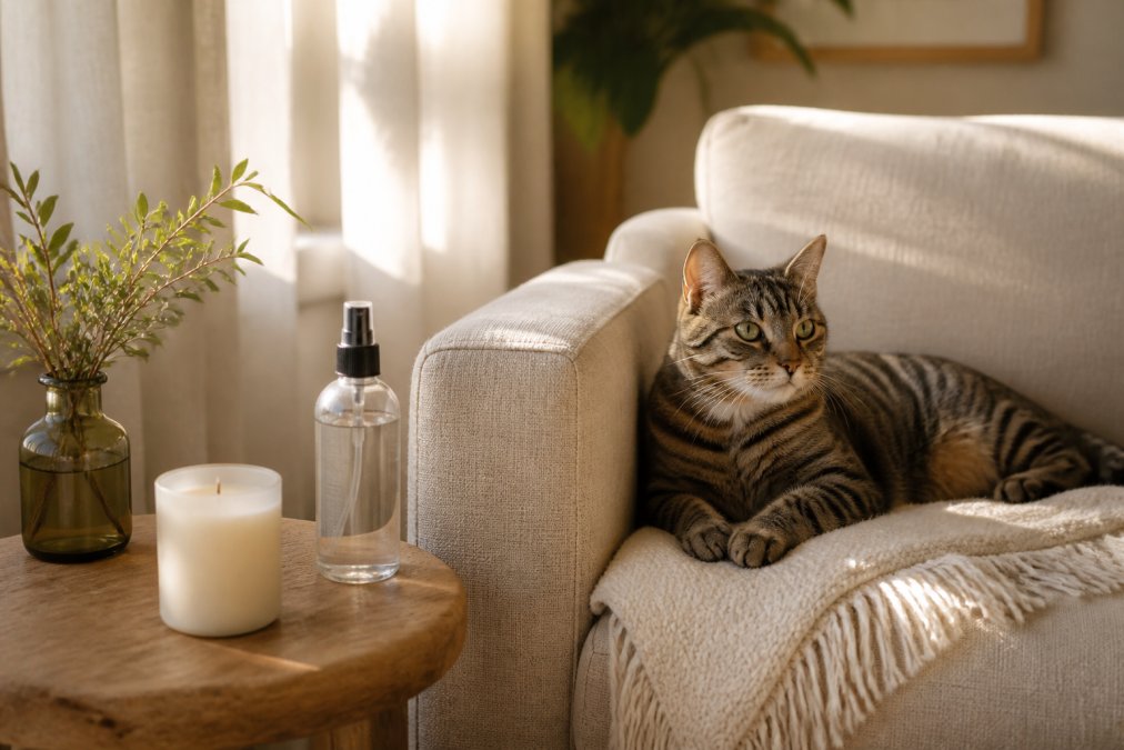 Infographic showing key ingredients to avoid in a non toxic home fragrance for pet-friendly living spaces