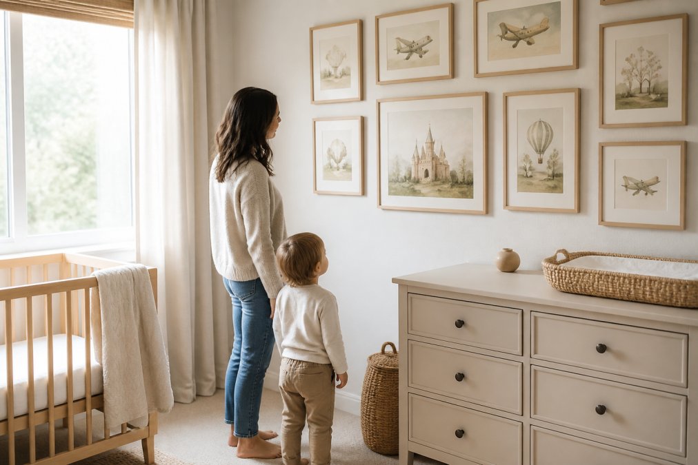 Step-by-step visual guide for Parent for nursery wall art that grows up