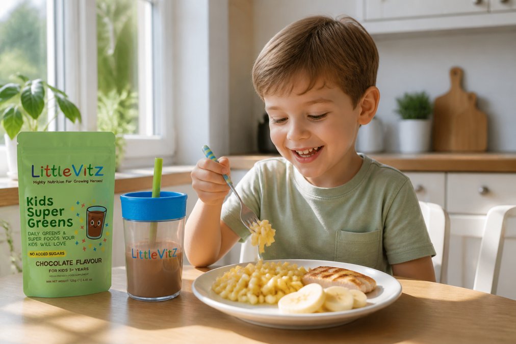 Professional illustration showing nutrition tips for kids with limited diets
