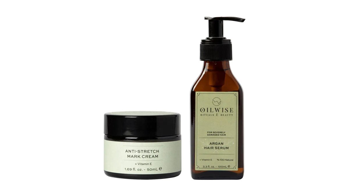 Oilwise Anti Stretch Cream & Argan Hair Serum Set
