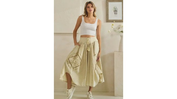 Oli & Hali Wide‑Leg Linen Bohemian Pants – Natural Beige Flow Pants | Boho Boutique Clothing