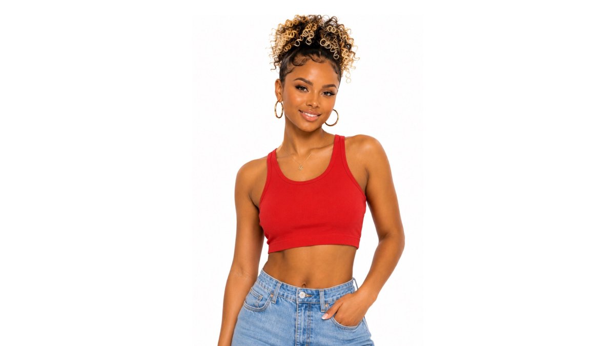 On My Way - Cotton Stretch Tank Razor Back Basic Crop Top