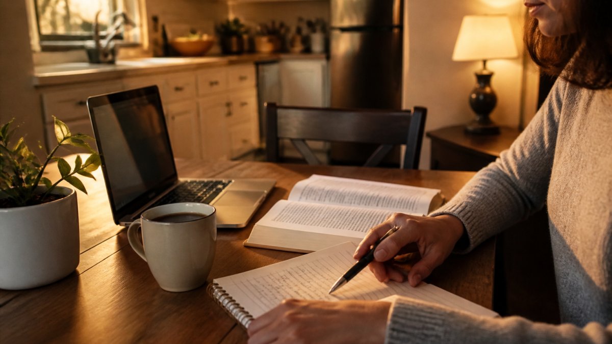 Flowchart illustrating a flexible daily schedule for studying a California notary course at home.