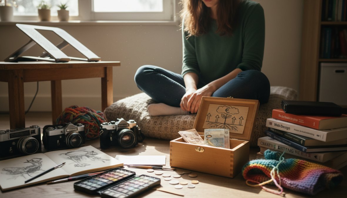 Young professional working on a laptop at a bright home desk, notepad and coffee nearby, focused and motivated expression, modern minimalist home office setting