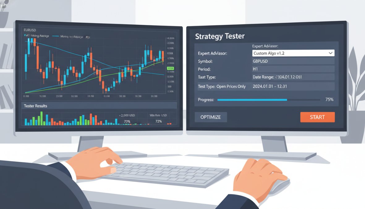 A focused trader sitting alone at a desk late at night, staring intently at trading screens with a notepad and pen beside them, conveying concentration and decision-making pressure