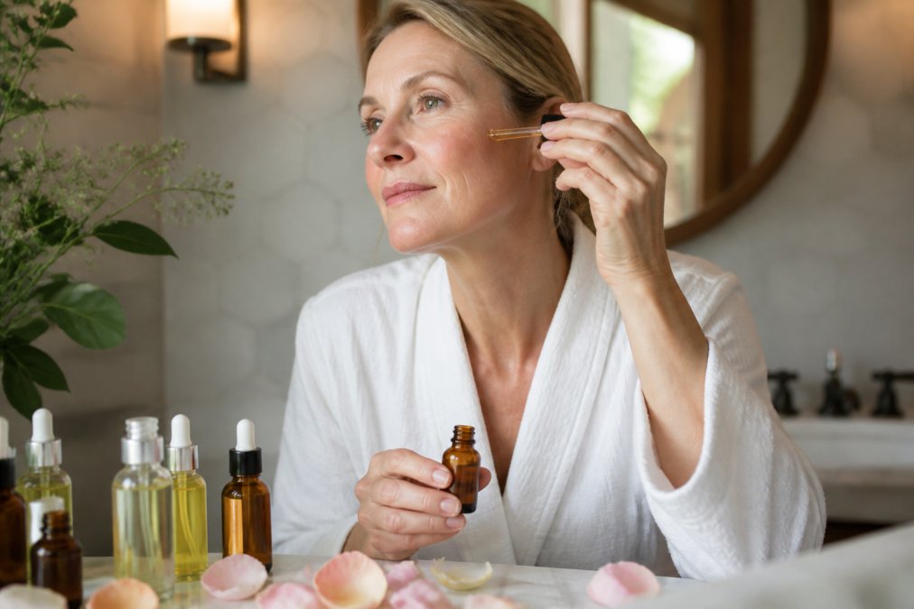 Professional illustration showing organic beauty products