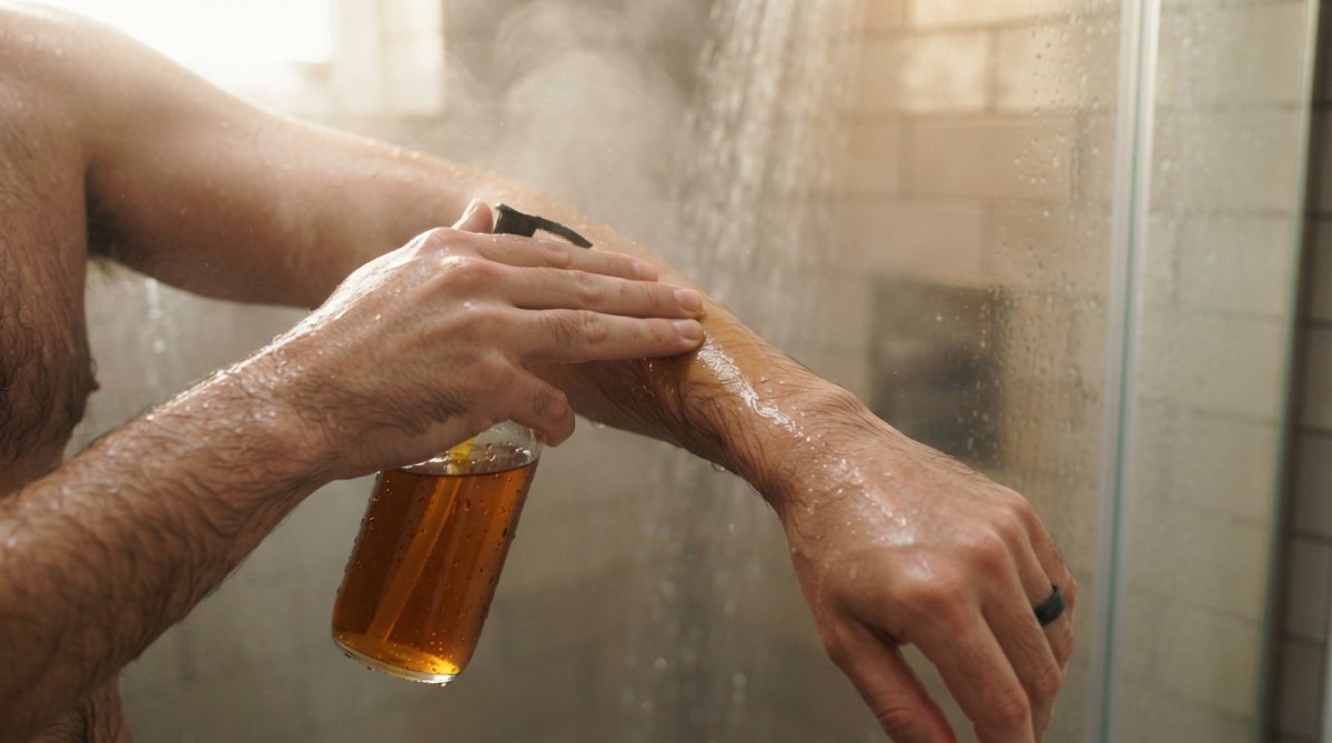 Step-by-step visual guide for Person for organic shower oil for dry skin