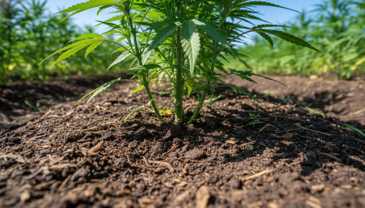 Professional illustration showing Close for organically grown hemp cbd