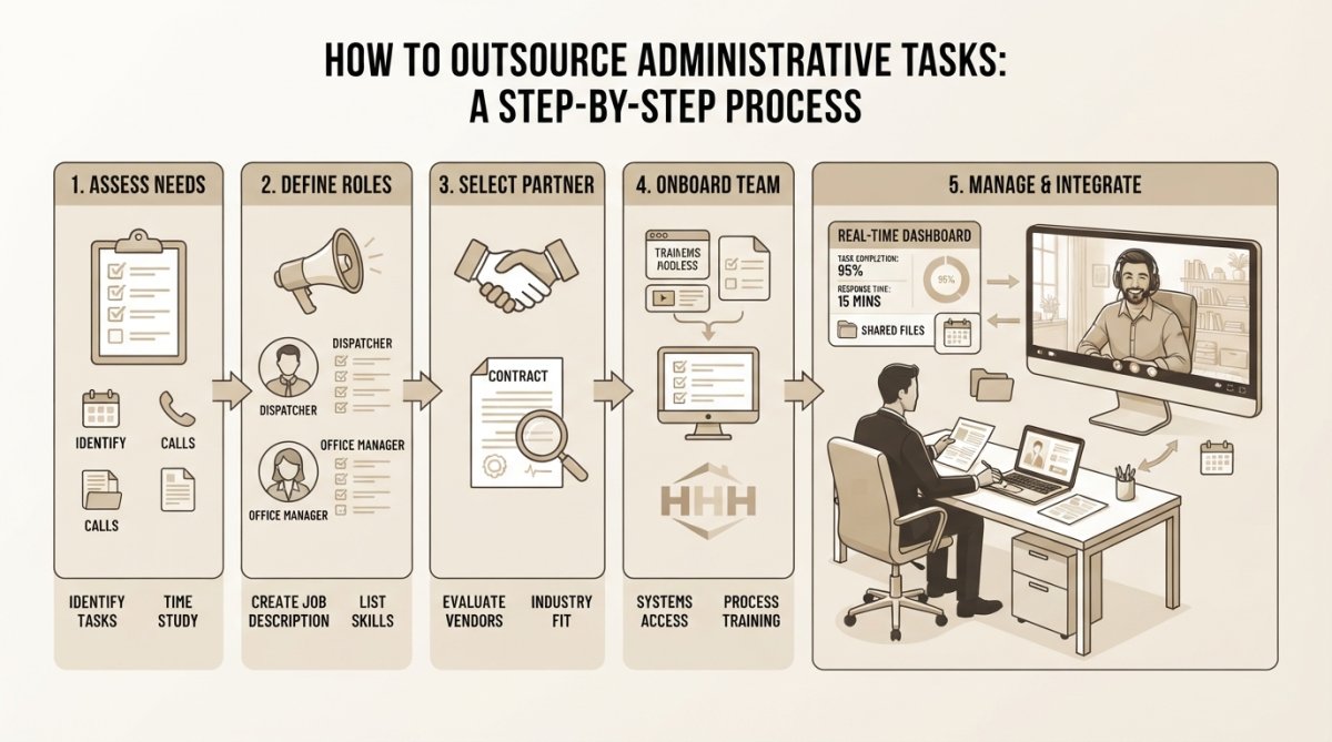 Step-by-step visual guide for outsource administrative work
