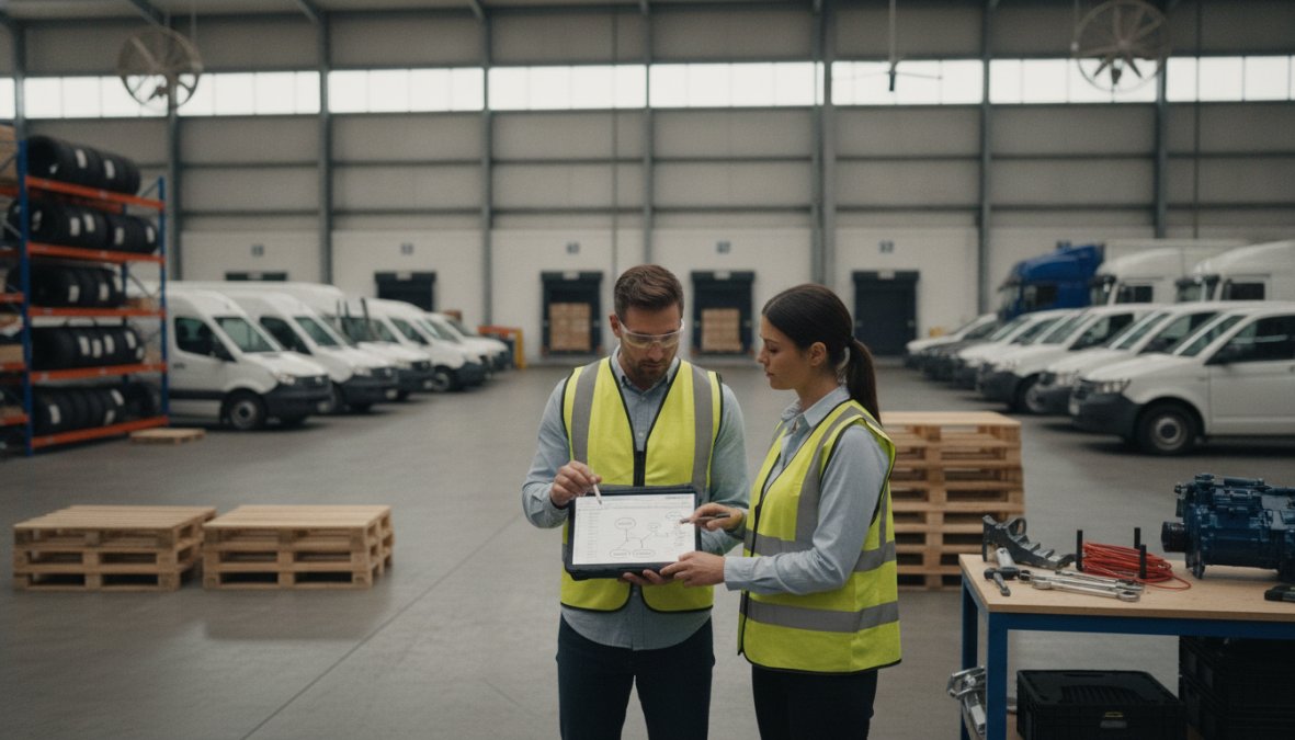Professional illustration showing outsourced fleet management vs in house