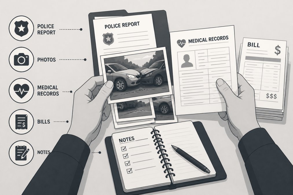 Professional illustration showing Pain and Suffering after a car accident
