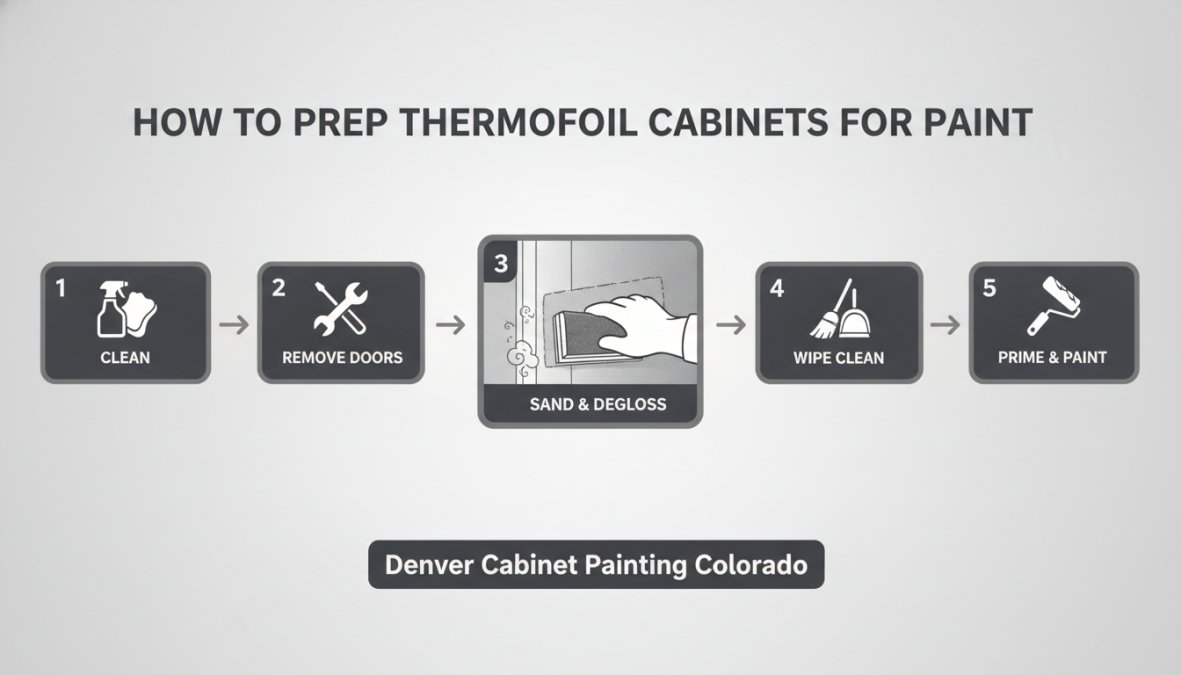 Step-by-step visual guide for can you paint over thermofoil cabinets without peeling