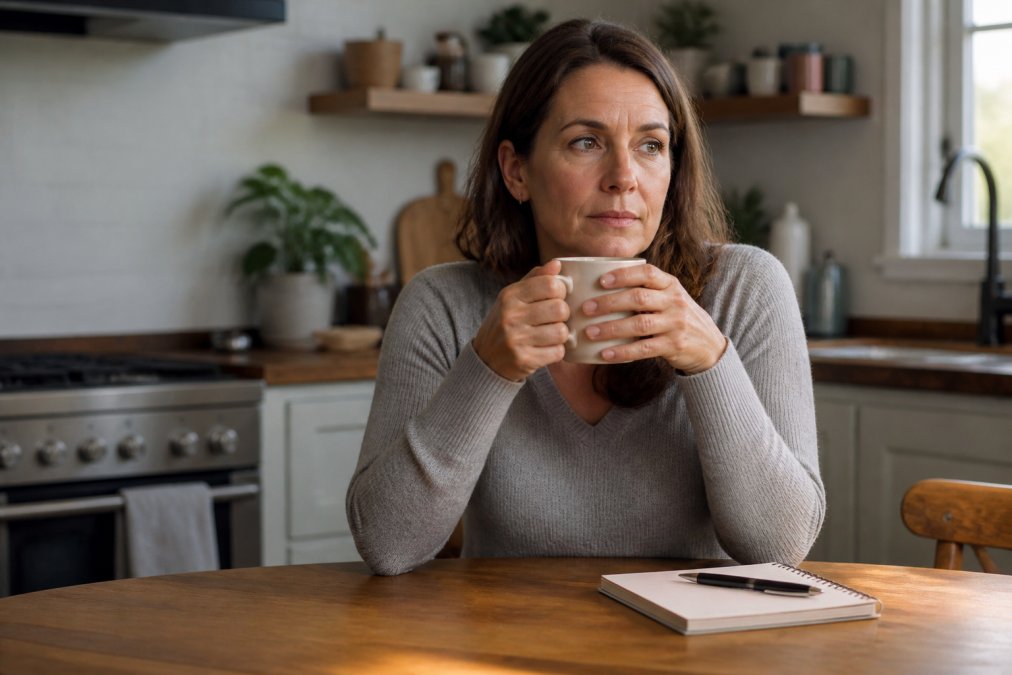 Infographic mapping perimenopause hormone decline symptoms for women over 40