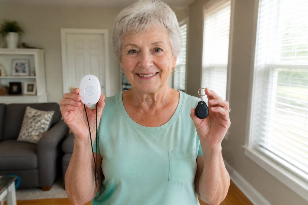 Professional illustration showing personal alarms elderly no monthly fee