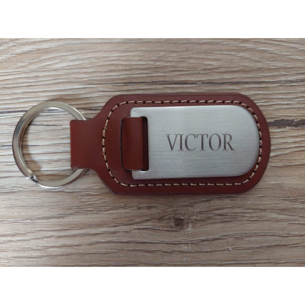Personalised Engraving Leather Metal keyring