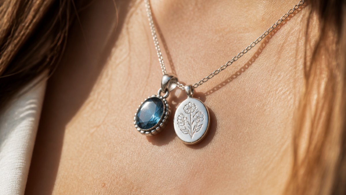 Detailed diagram illustrating the custom engraving process for a faceted gemstone necklace pendant