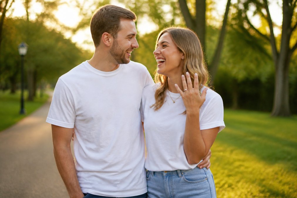 Infographic flowchart illustrating steps for personalized shirts for engagement announcement ideas during a photoshoot