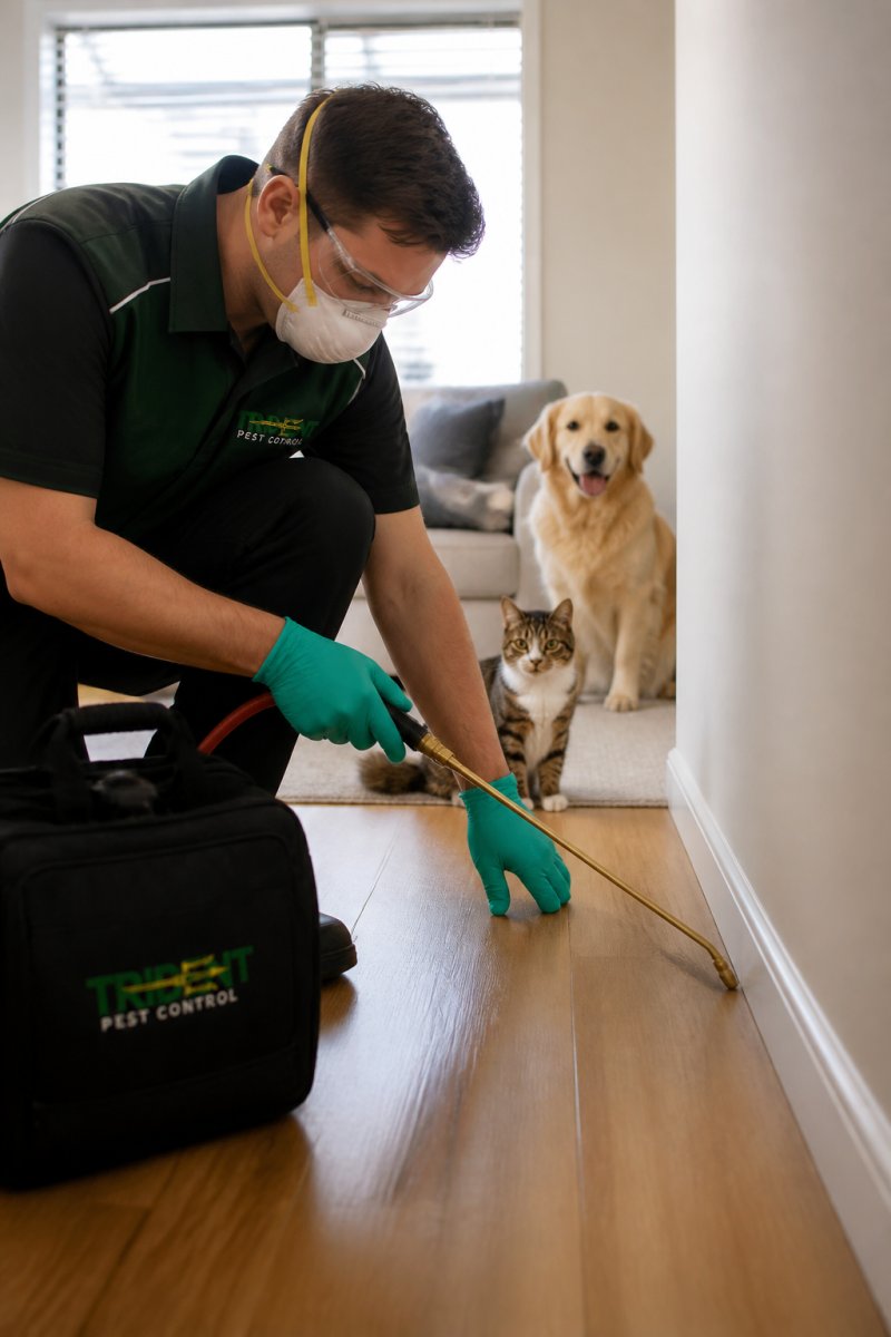 Professional illustration showing Licensed for pet safe pest control