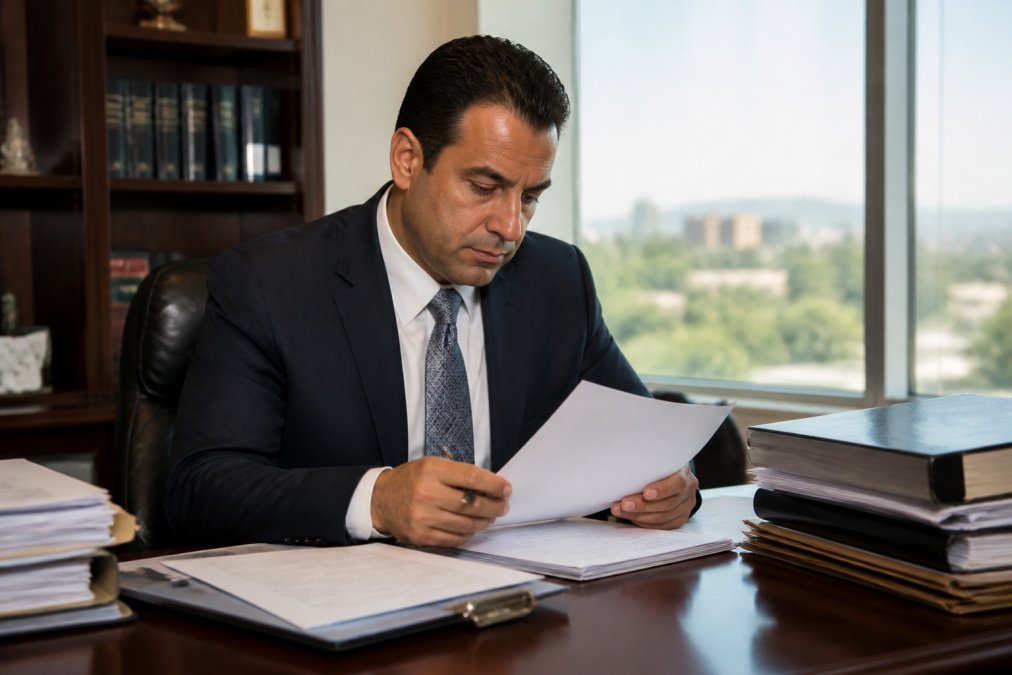 Criminal defense attorney reviewing legal files for petty theft vs grand theft penalties in California cases