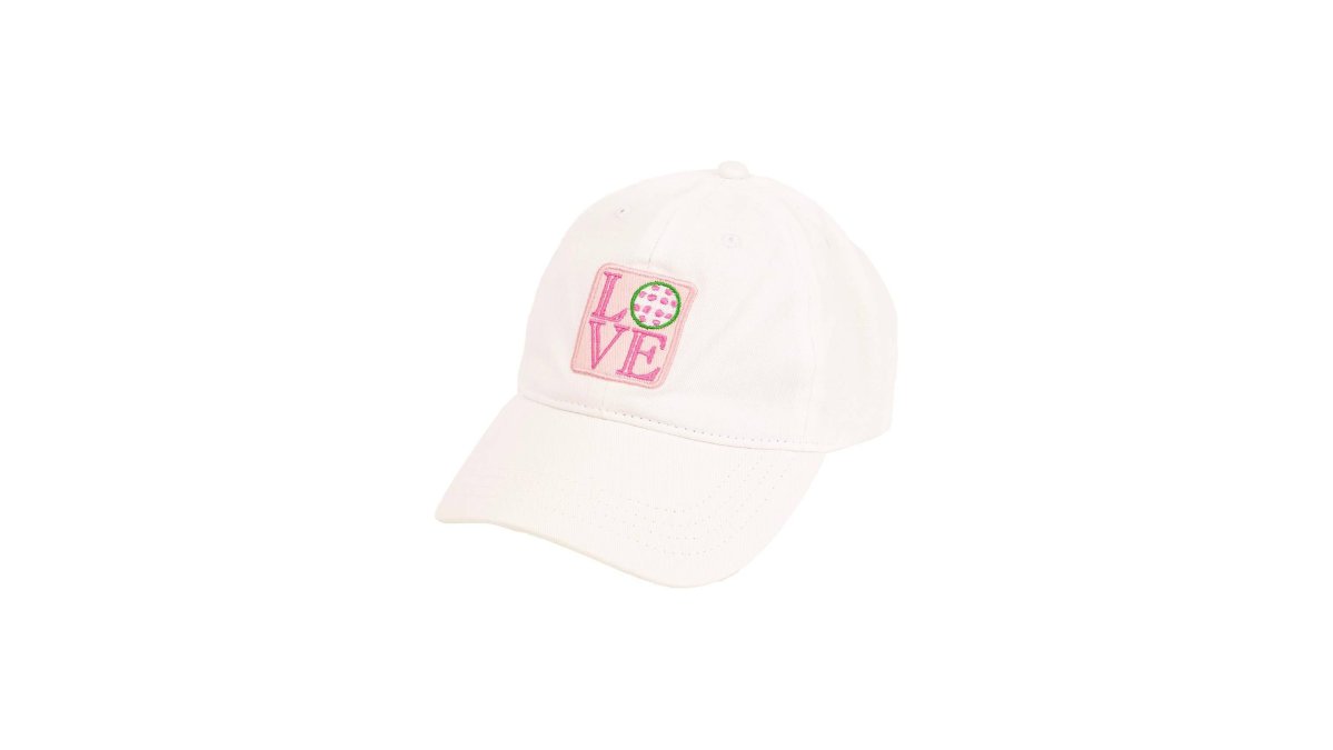 Pickleball Love Baseball Hat White/Pink/Green One Size
