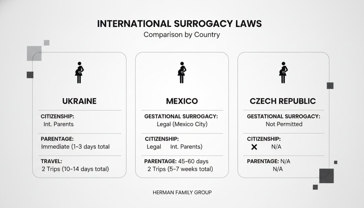 Visual comparison chart showing plan international surrogacy
