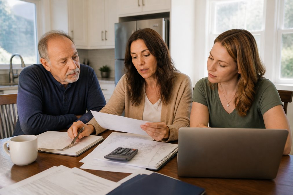 Infographic process flow for planning and managing memory care expenses at home