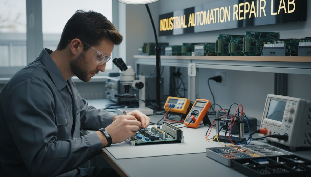 Professional illustration showing PLC for plc repair services
