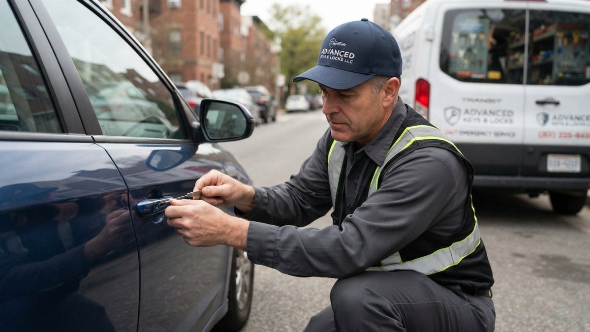 Certified locksmith showing credentials and insurance, relevant to pop a lock vs dmv locks service standards