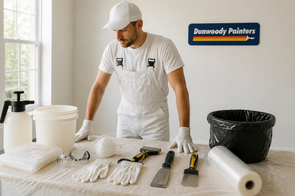 Professional demonstrating popcorn ceiling removal cost Atlanta technique in modern clinical setting with natural lighting